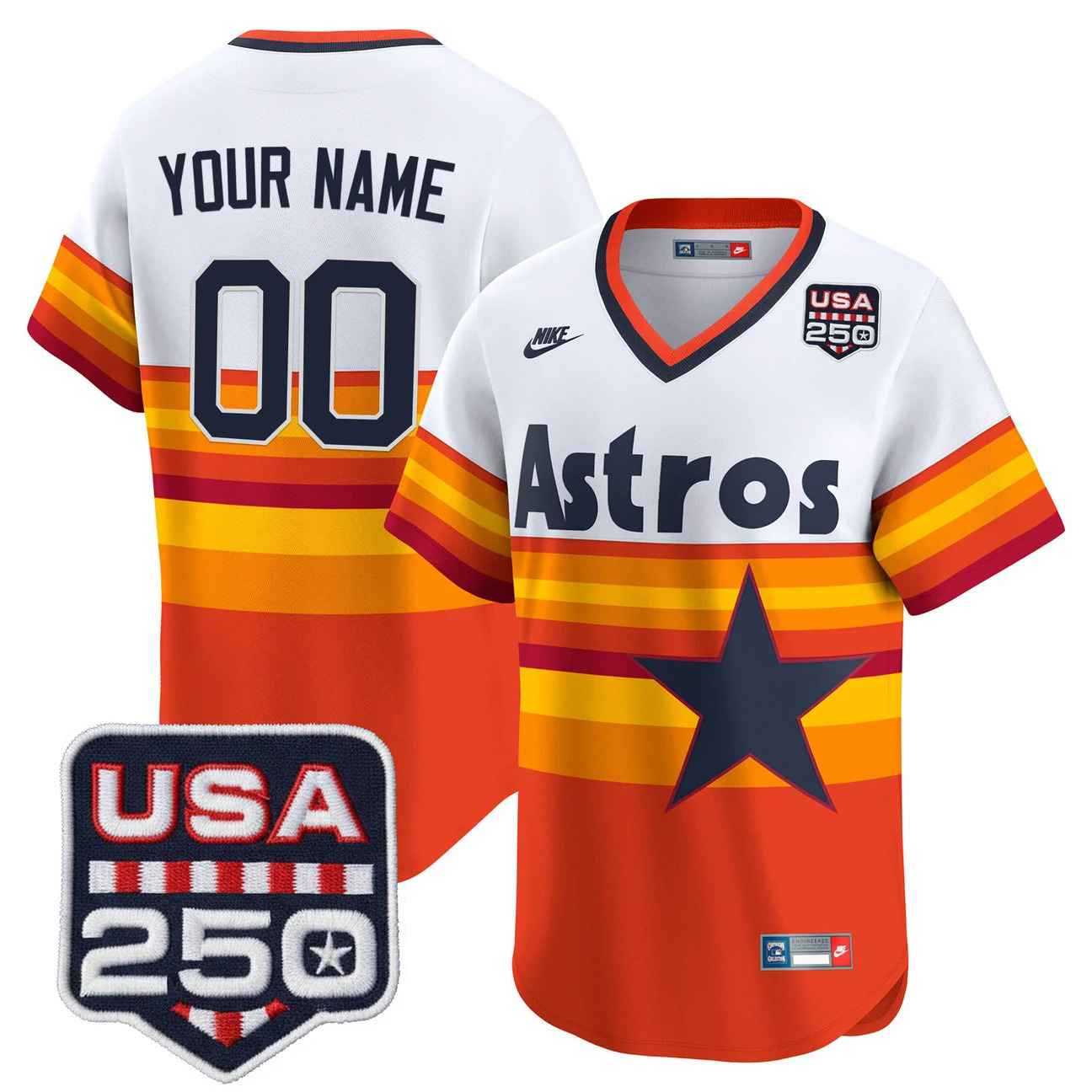 Houston Astros 250America Patch Vapor Premier Limited Custom Jersey THROWBACK