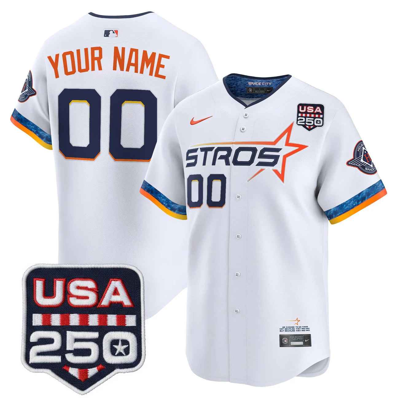 Houston Astros 250America Patch Vapor Premier Limited Custom Jersey WHITE