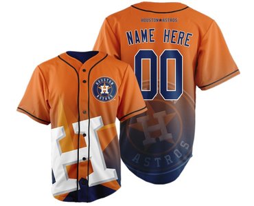 Houston Astros Big Logo Print Men's All Stitched Customized Jersey