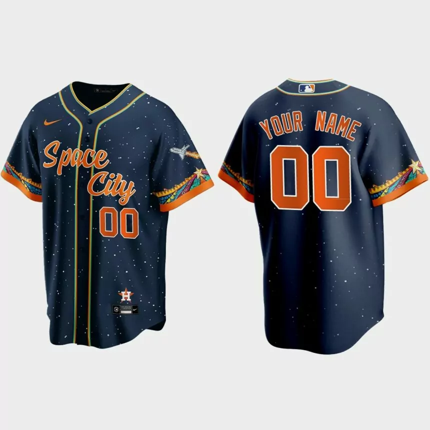 Houston Astros Custom 2021 City Connect Replica Jersey – Navy