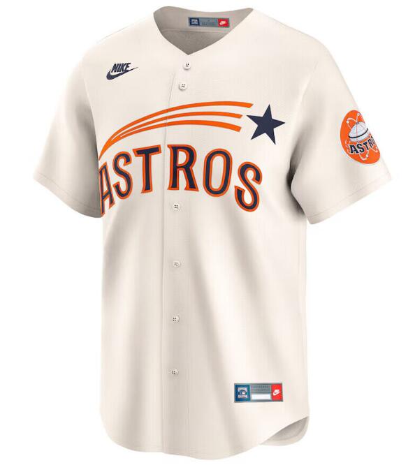 Houston Astros Nike Throwback Cooperstown Limited Jersey MLB Men's Retro Cream