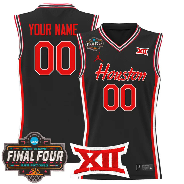 Houston Cougars 2025 Final Four Patch Basketball Custom Jersey BLACK.webp