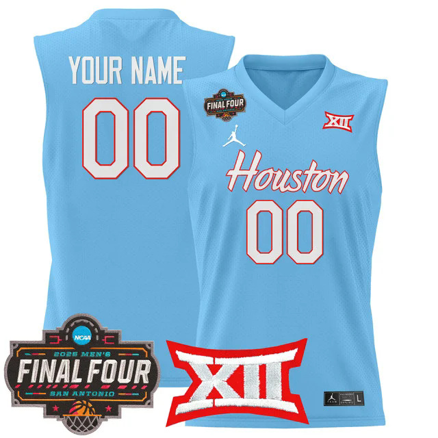 Houston Cougars 2025 Final Four Patch Basketball Custom Jersey BLUE.webp