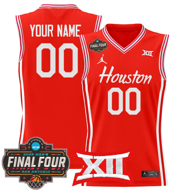 Houston Cougars 2025 Final Four Patch Basketball Custom Jersey RED.webp