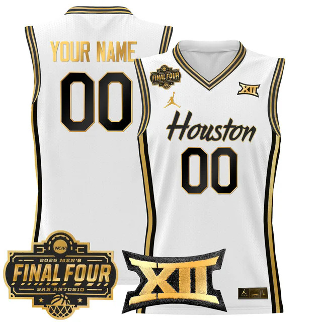 Houston Cougars 2025 Final Four Patch Basketball Custom Jersey WHITEGOLD.webp