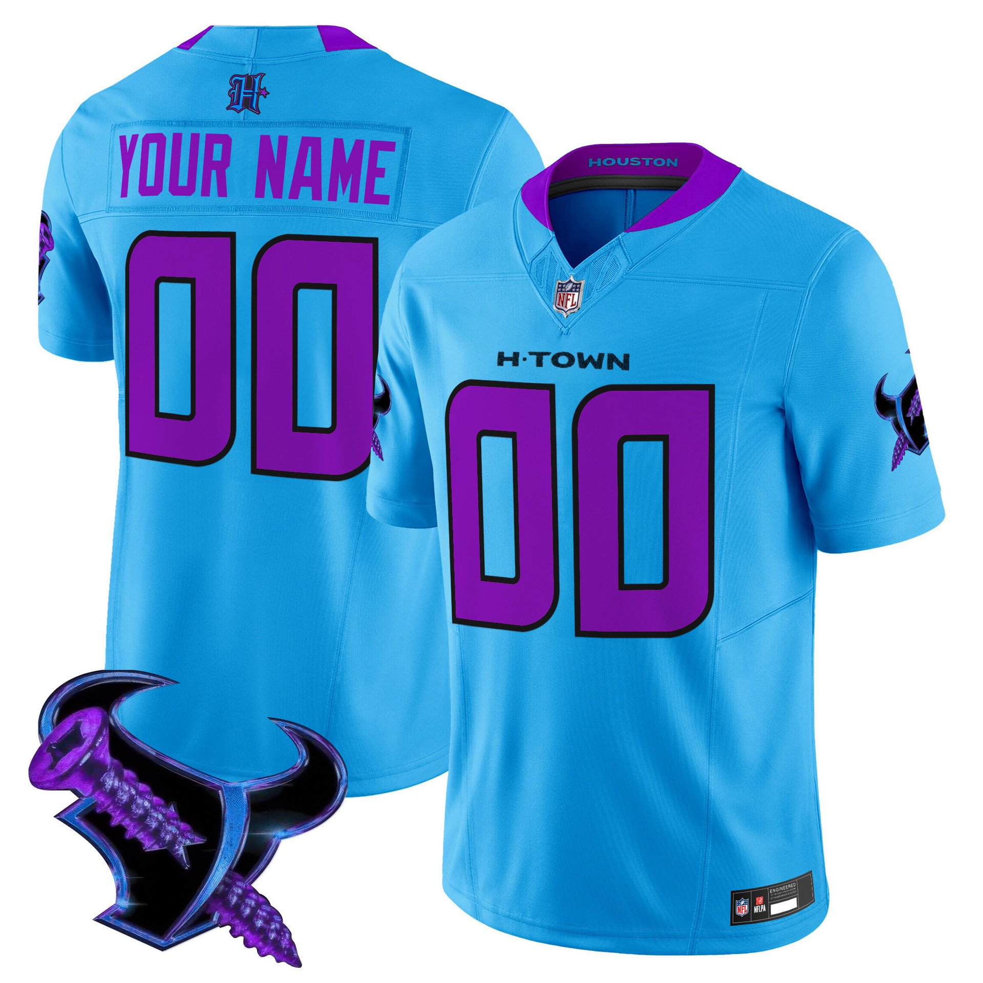 Houston Texans 2025 DJ Screw Vapor Limited Custom Jersey blue