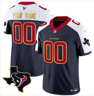 Houston Texans Gold Trim Vapor Custom Jersey All Stitched