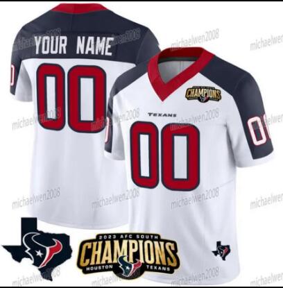 Houston Texans Gold Trim Vapor Custom Jersey All Stitched white
