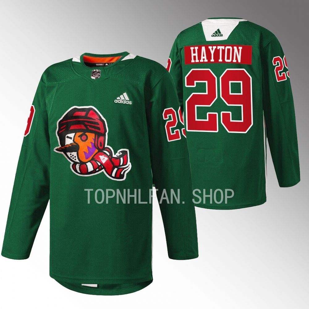 Howliday Arizona Coyotes Barrett Hayton 2022 Green Warmup Jersey men's