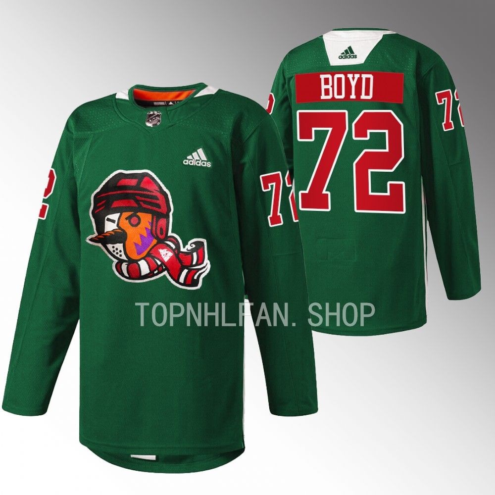 Howliday Arizona Coyotes Travis Boyd 2022 Green Warmup Jersey men's