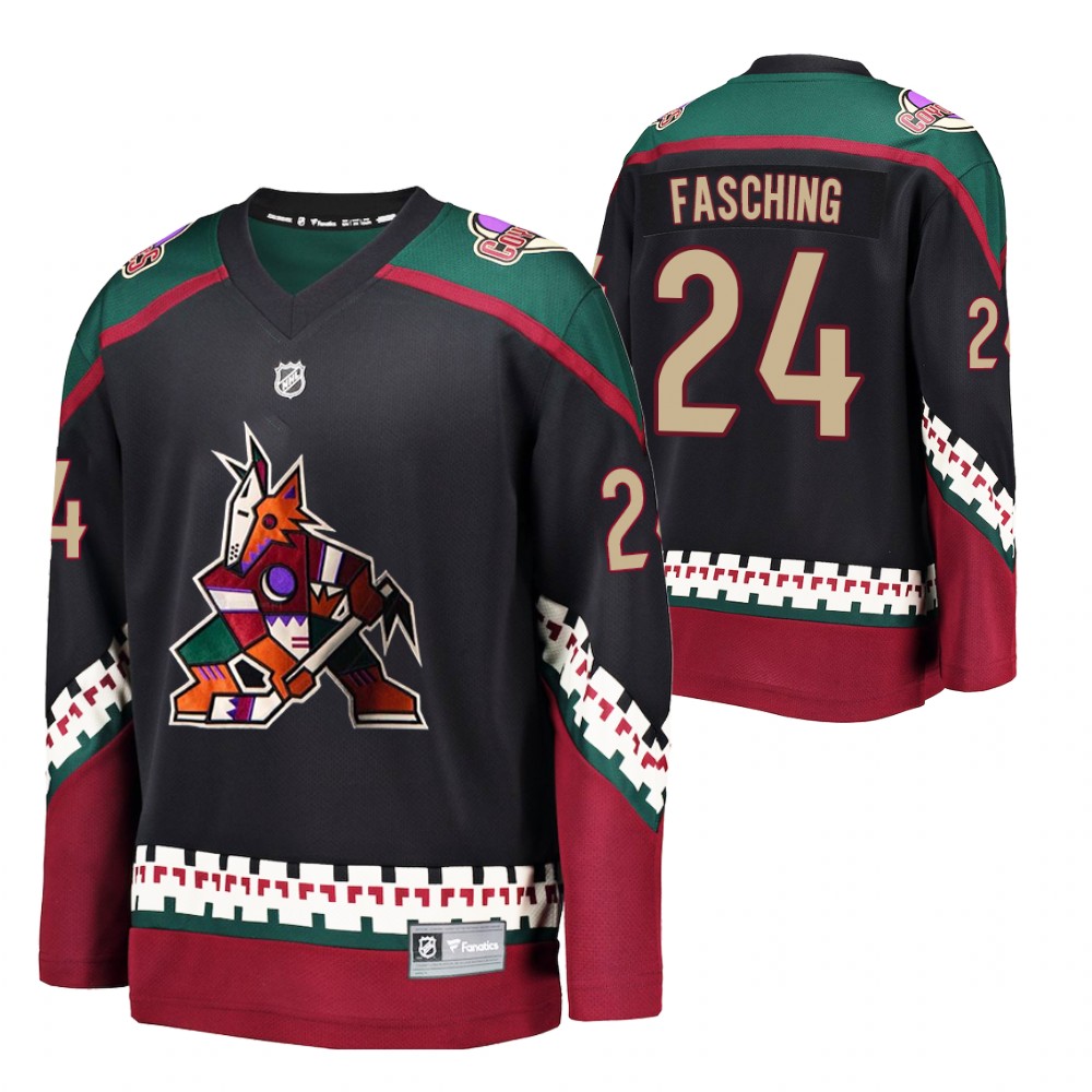 Howling Coyote #24 Hudson Fasching Black 2021-22 Throwback Kachina Jersey