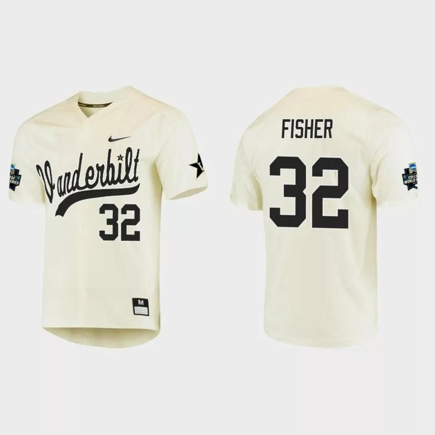 Hugh Fisher Vanderbilt Commodores College World Series Baseball Jersey – Cream