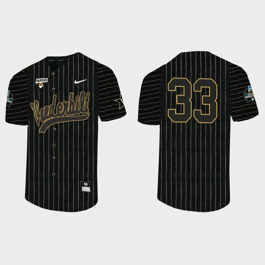 Hunter Owen Vanderbilt Commodores 2021 College World Series Pinstripe Baseball Jersey – Black