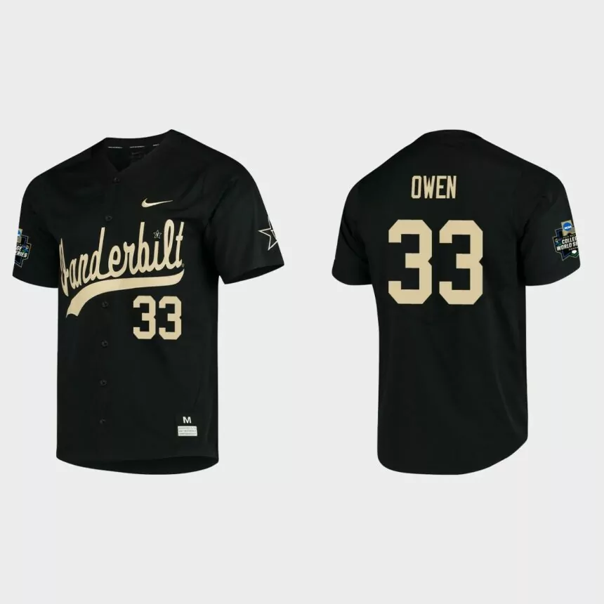 Hunter Owen Vanderbilt Commodores College World Series Baseball Jersey – Black