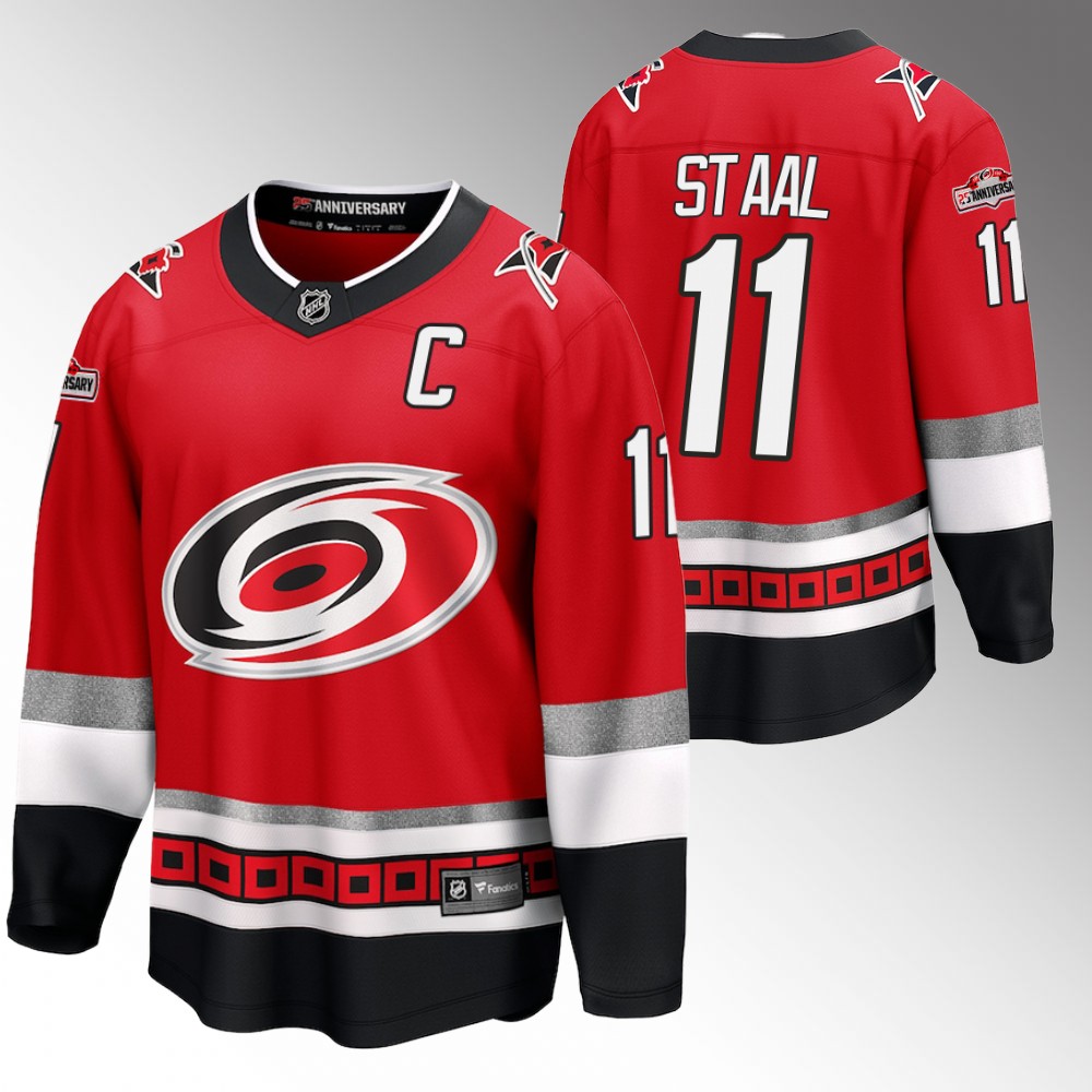 Hurricanes #11 Jordan Staal Red 25th Anniversary Jersey