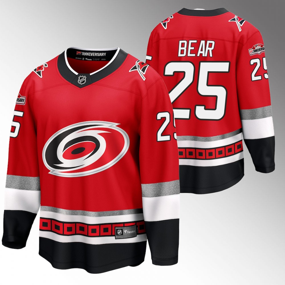 Hurricanes #25 Ethan Bear Red 25th Anniversary Jersey
