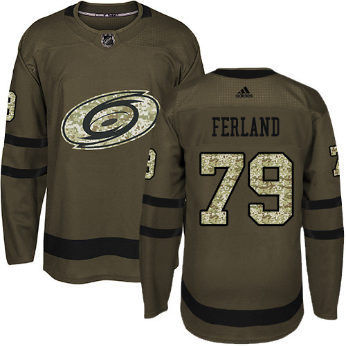 Hurricanes #79 Michael Ferland Green Salute to Service Stitched Hockey Jersey