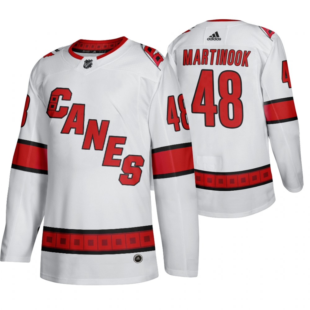 Hurricanes Jordan Martinook Road White Away Authentic Player Jersey