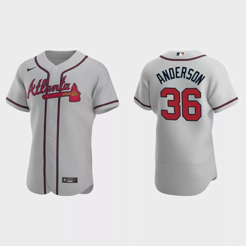 Ian Anderson #36 Atlanta Braves Authentic Road Jersey – Gray