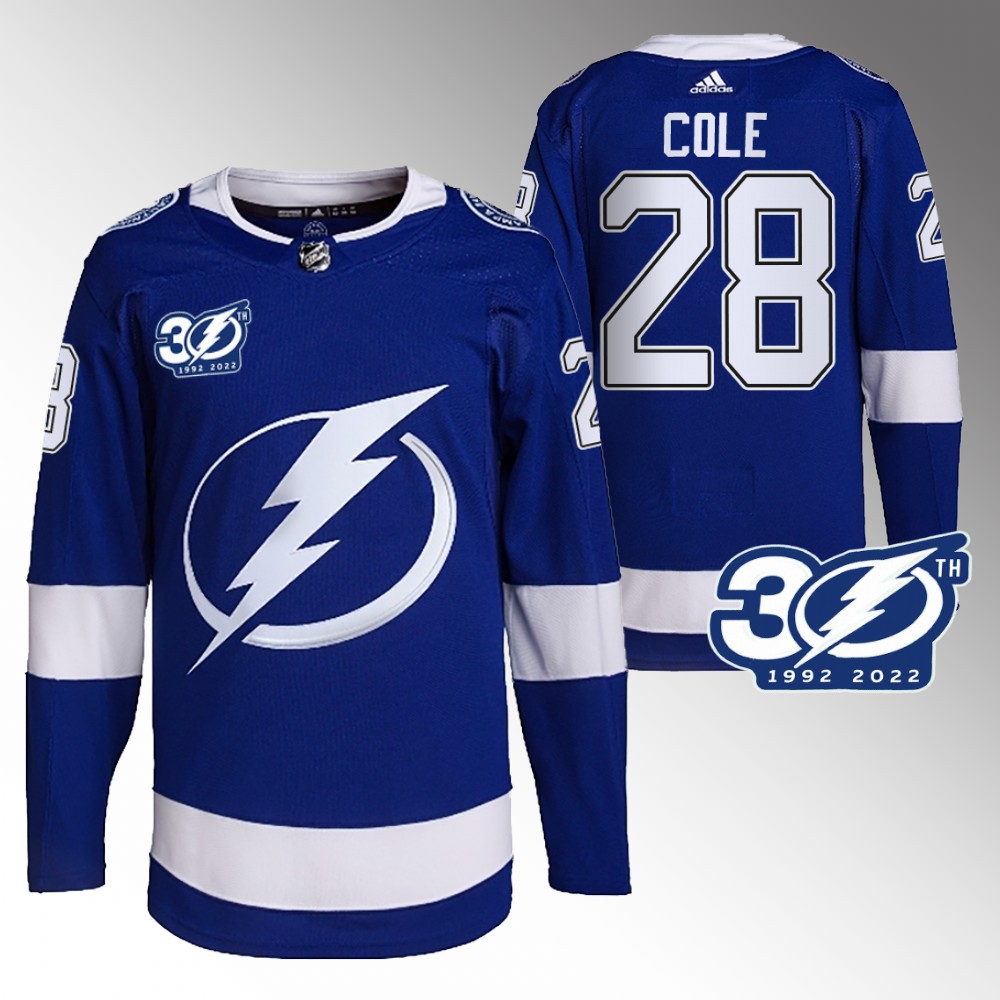 Ian Cole Tampa Bay Lightning Blue 30th Season Authentic Home Jersey