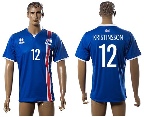 Iceland #12 Kristinsson Home Soccer Country Jersey