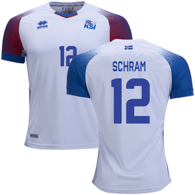 Iceland #12 SCHRAM Away Soccer Country Jersey