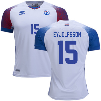 Iceland #15 EYJOLFSSON Away Soccer Country Jersey