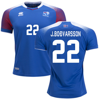 Iceland #22 J.BODVARSSON Home Soccer Country Jersey