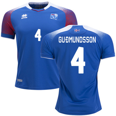 Iceland #4 GUDMUNDSSON Home Soccer Country Jersey