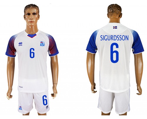 Iceland #6 Sigurdsson Away Soccer Country Jersey