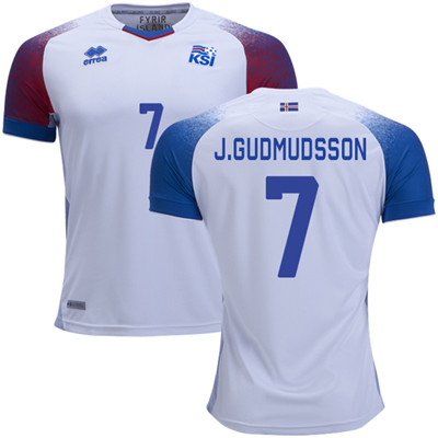 Iceland #7 J.GUDMUDSSON Away Soccer Country Jersey