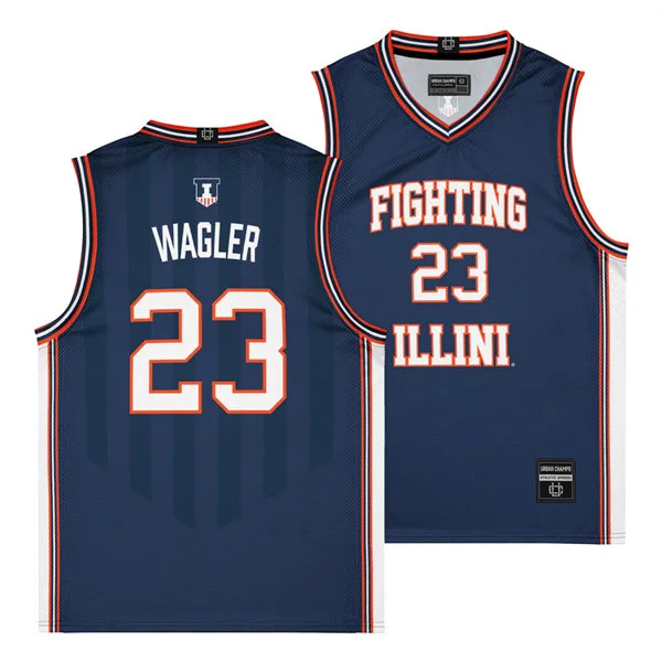Illinois Fighting Illini #23 Keaton Wagler Nike Navy Basketball Retro Jersey 