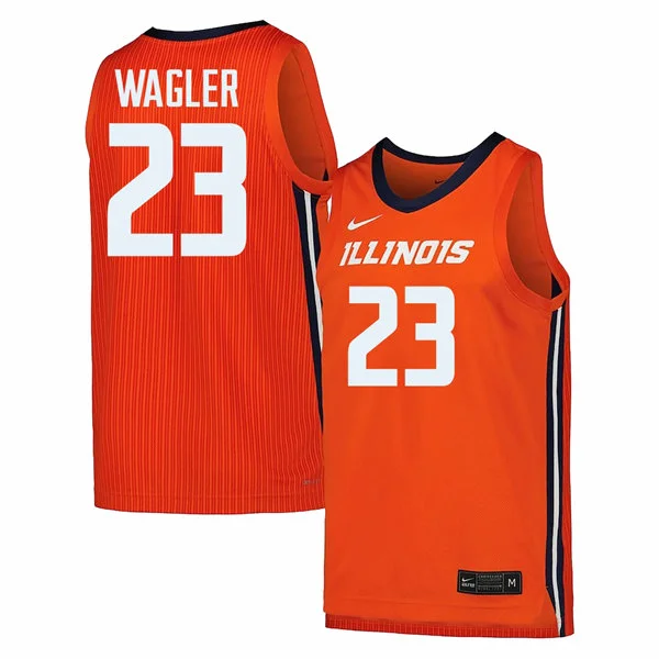 Illinois Fighting Illini #23 Keaton Wagler Nike Orange White Basketball Game Jersey 
