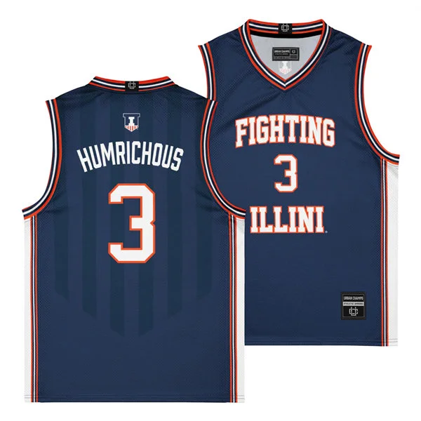 Illinois Fighting Illini #3 Ben Humrichous Nike Navy Basketball Retro Jersey 