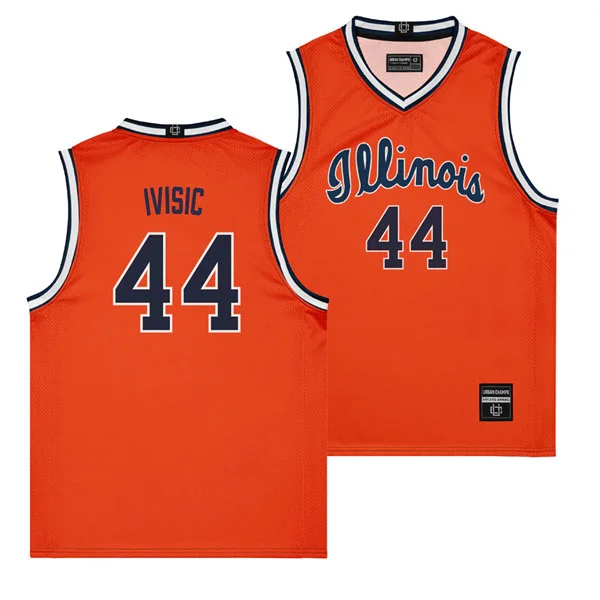 Illinois Fighting Illini #44 Zvonimir Ivisic Nike 2026 Orange Navy Illinois Basketball Game Jersey 