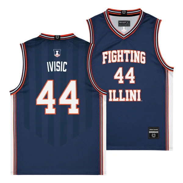 Illinois Fighting Illini #44 Zvonimir Ivisic Nike Navy Basketball Retro Jersey 