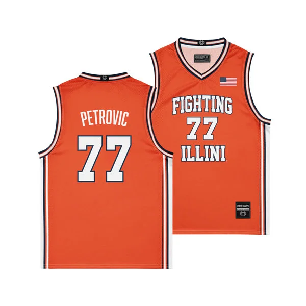 Illinois Fighting Illini #77 Mihailo Petrovic Nike Orange Basketball Retro Jersey 