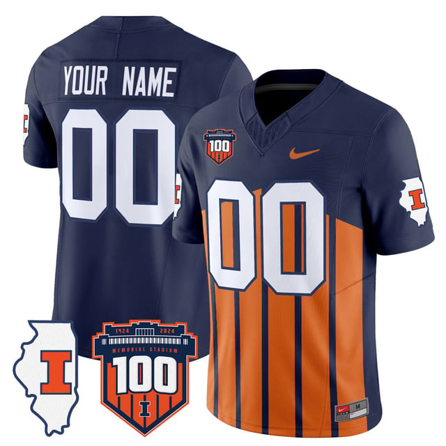 Illinois Fighting Illini 100th Memorial Stadium Patch Vapor Limited Custom Jersey