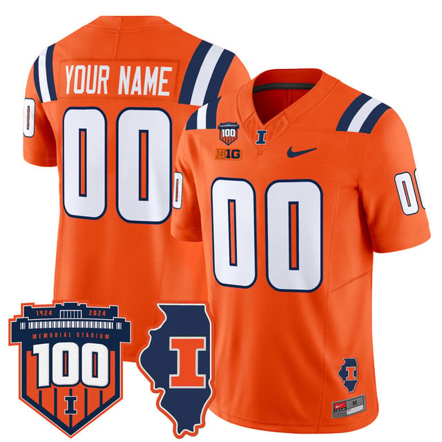 Illinois Fighting Illini 100th Memorial Stadium Patch Vapor Limited Custom Jersey orange