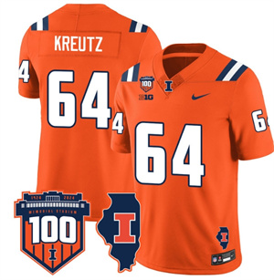 Illinois Football Throwback Jersey - All Stitched  ORANGE JOSH KREUTZ-64