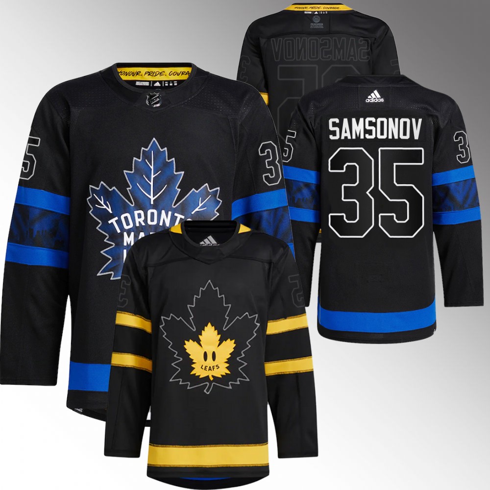 Ilya Samsonov Maple Leafs drew house Alternate Reversible Black Premier Jersey Men