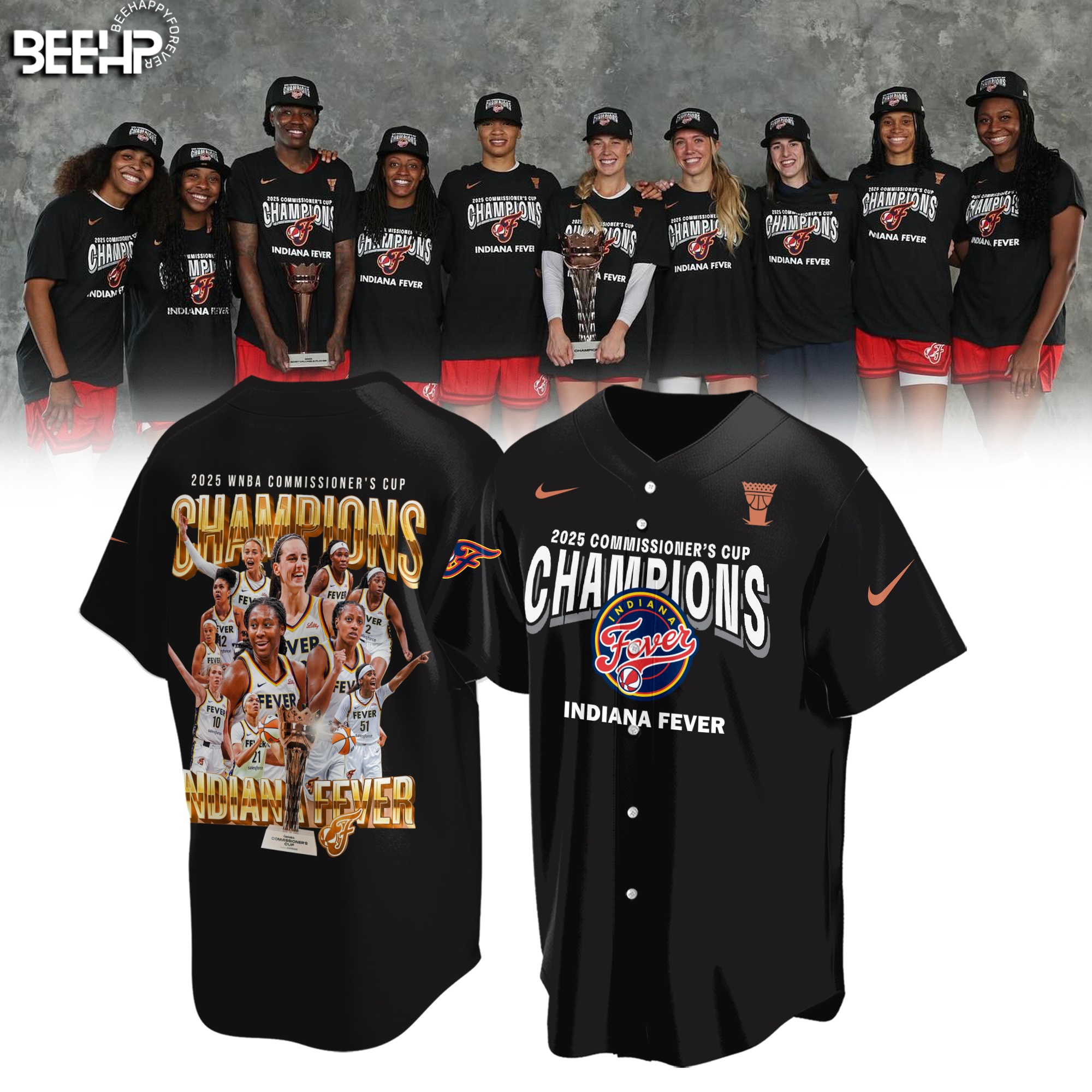 Indiana Fever 2025 WNBA Commissioner’s Cup Champions Shirt Black
