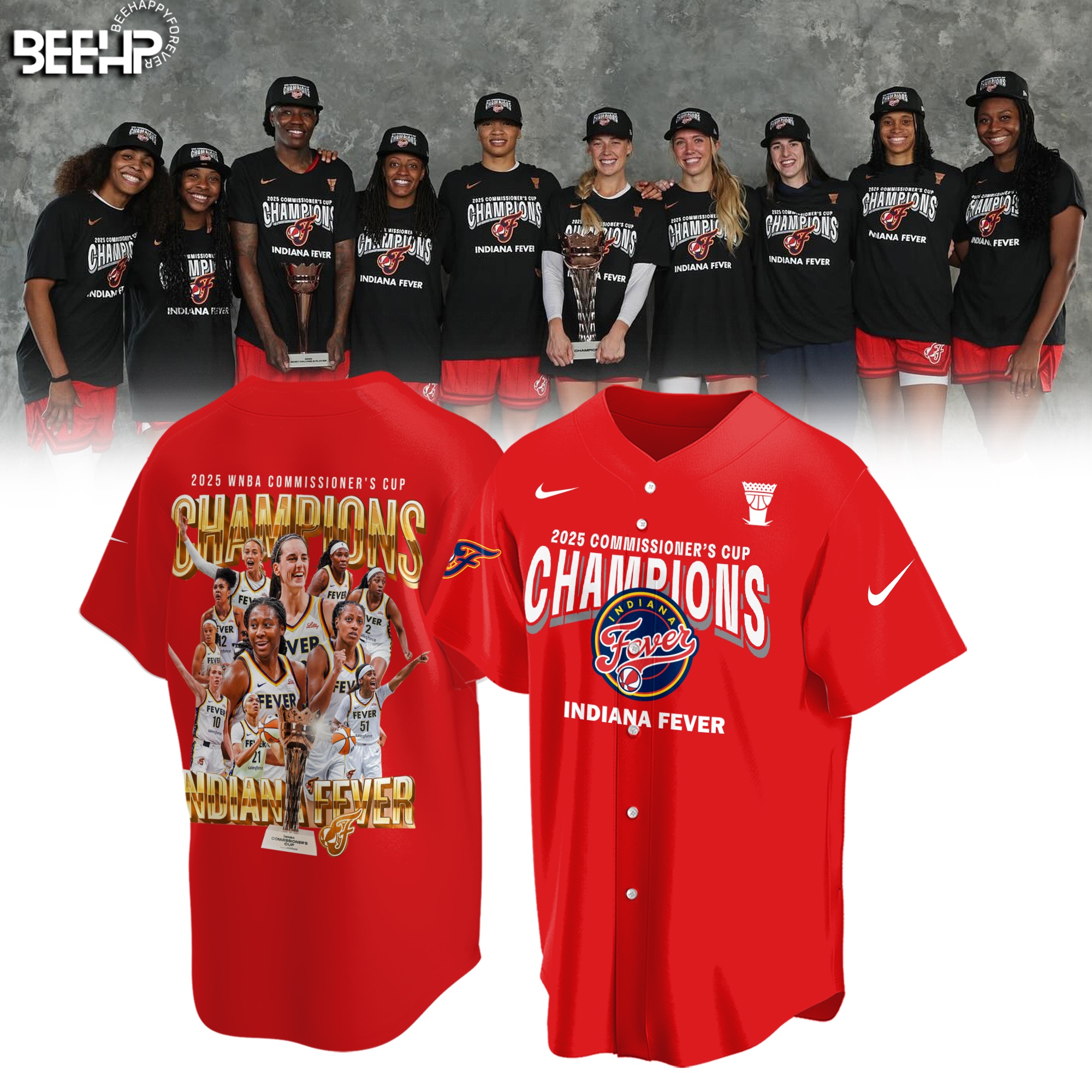 Indiana Fever 2025 WNBA Commissioner’s Cup Champions Shirt Red