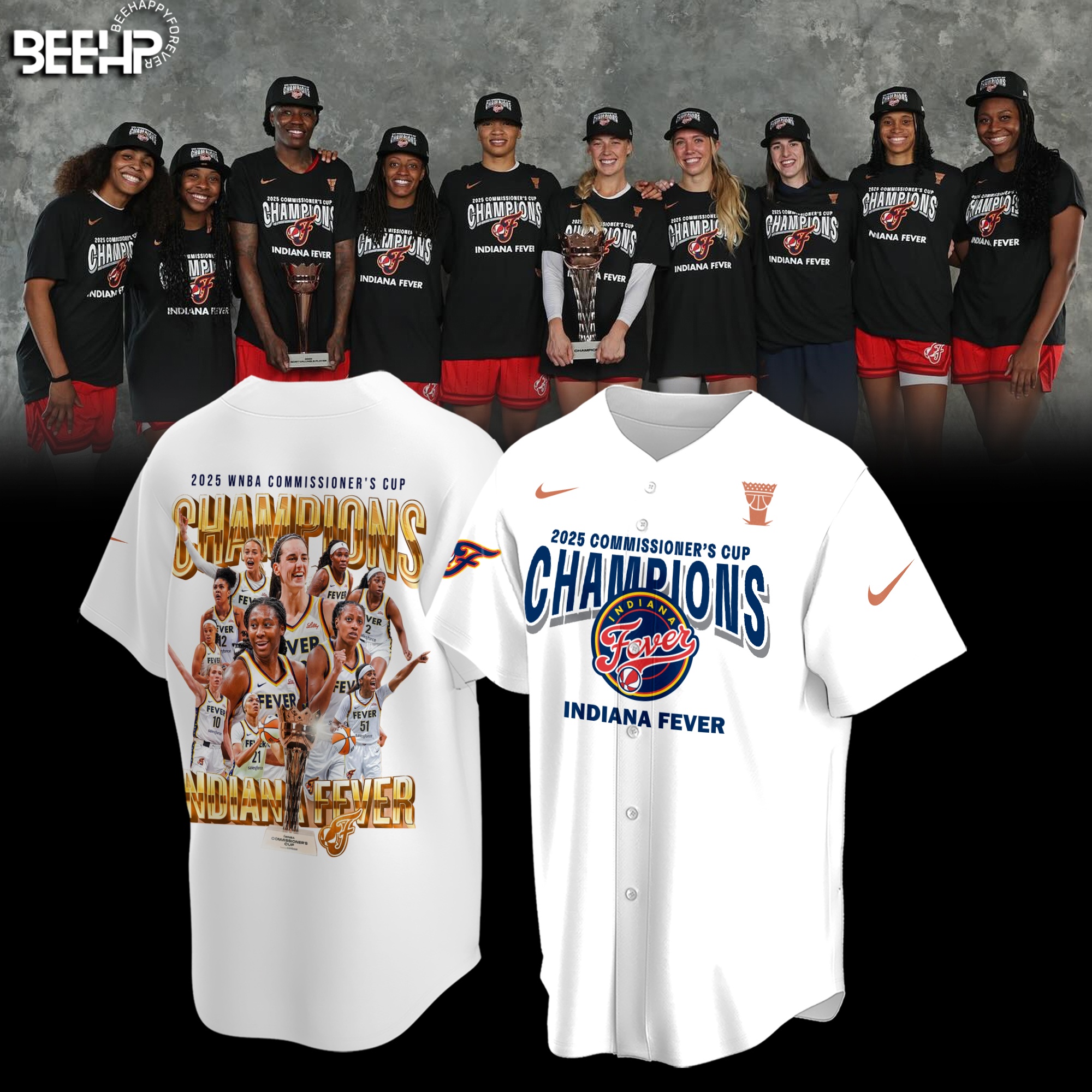 Indiana Fever 2025 WNBA Commissioner’s Cup Champions Shirt White