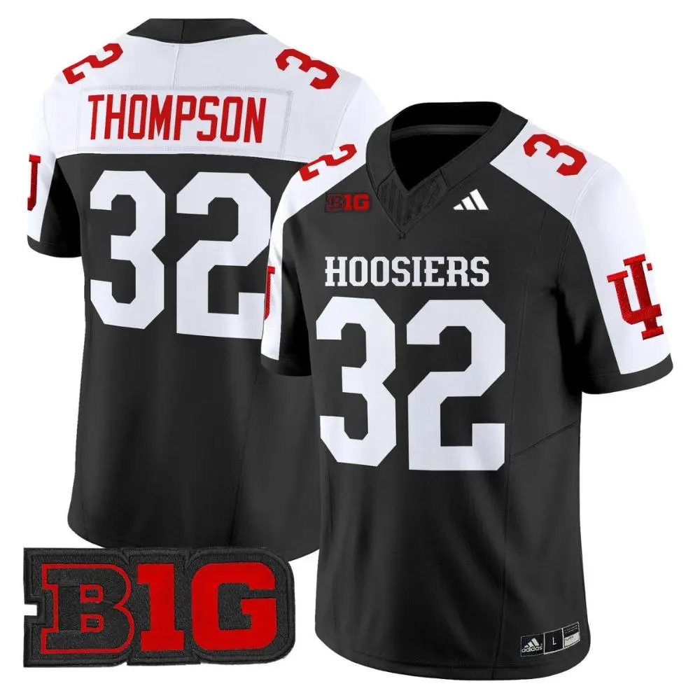 Indiana Hoosiers #32 Anthony Thompson Black White Gratitude Limited Football Jersey 