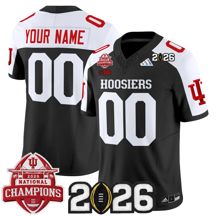 Indiana Hoosiers 2025 National Champions & 2026 CFP Final Patch Vapor Limited Custom Jersey V2 BLACK ALTERNATE