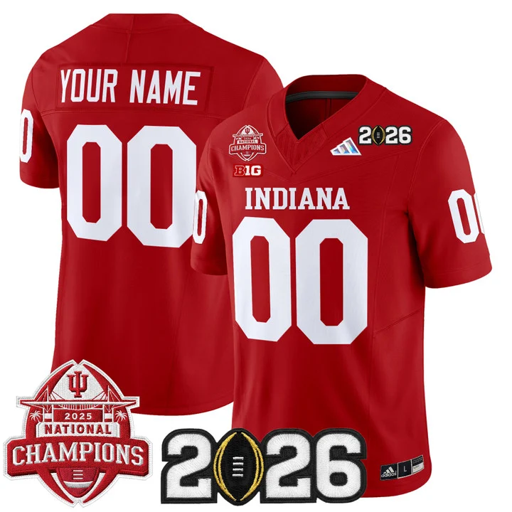Indiana Hoosiers 2025 National Champions & 2026 CFP Final Patch Vapor Limited Custom Jersey V2 CRIMSON