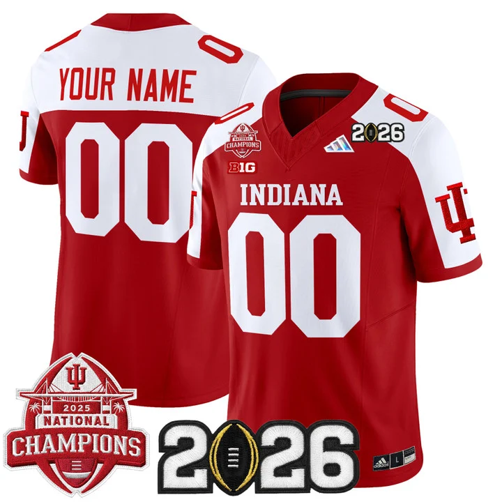 Indiana Hoosiers 2025 National Champions & 2026 CFP Final Patch Vapor Limited Custom Jersey V2 CRIMSON ALTERNATE