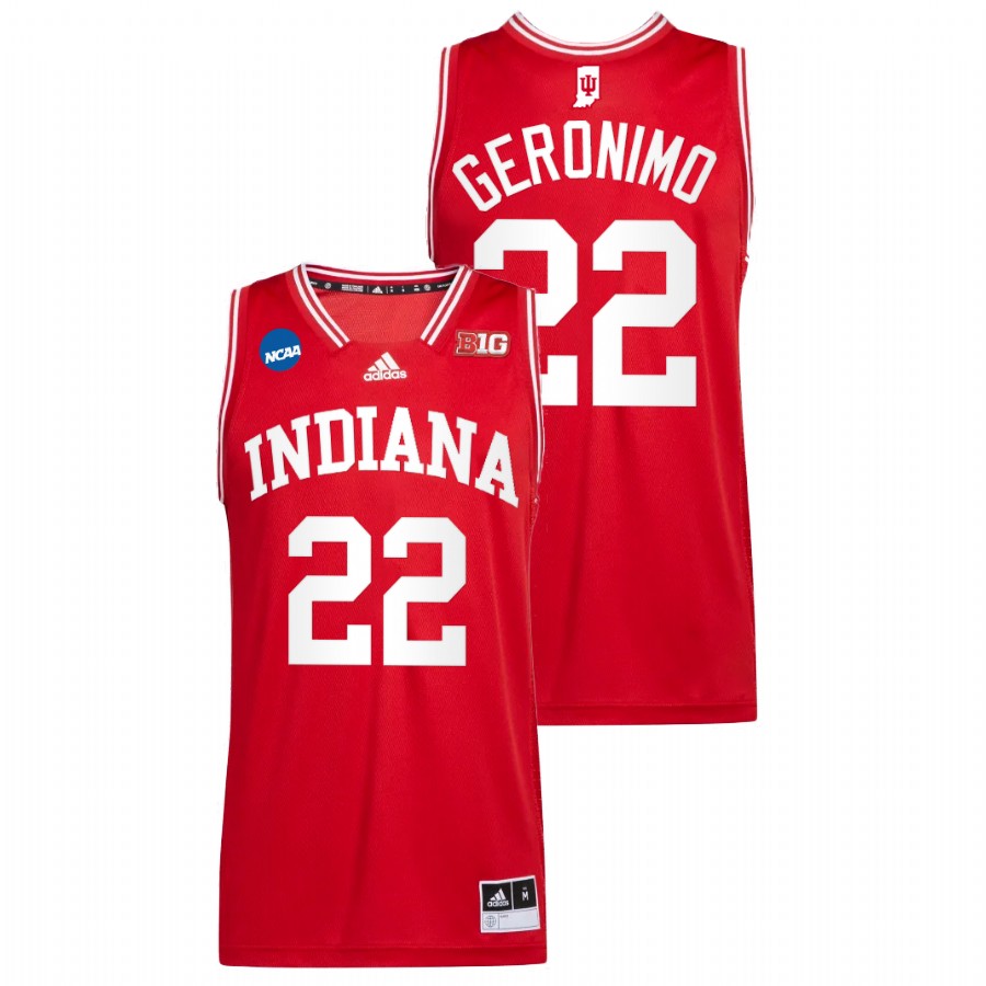 Indiana Hoosiers Jordan Geronimo 2022 NCAA March Madness Red Basketball Jersey Men