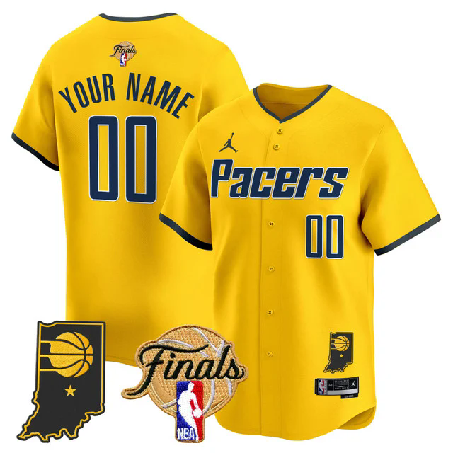 Indiana Pacers 2025 Finals Vapor Baseball Custom Jersey YELLOW.webp